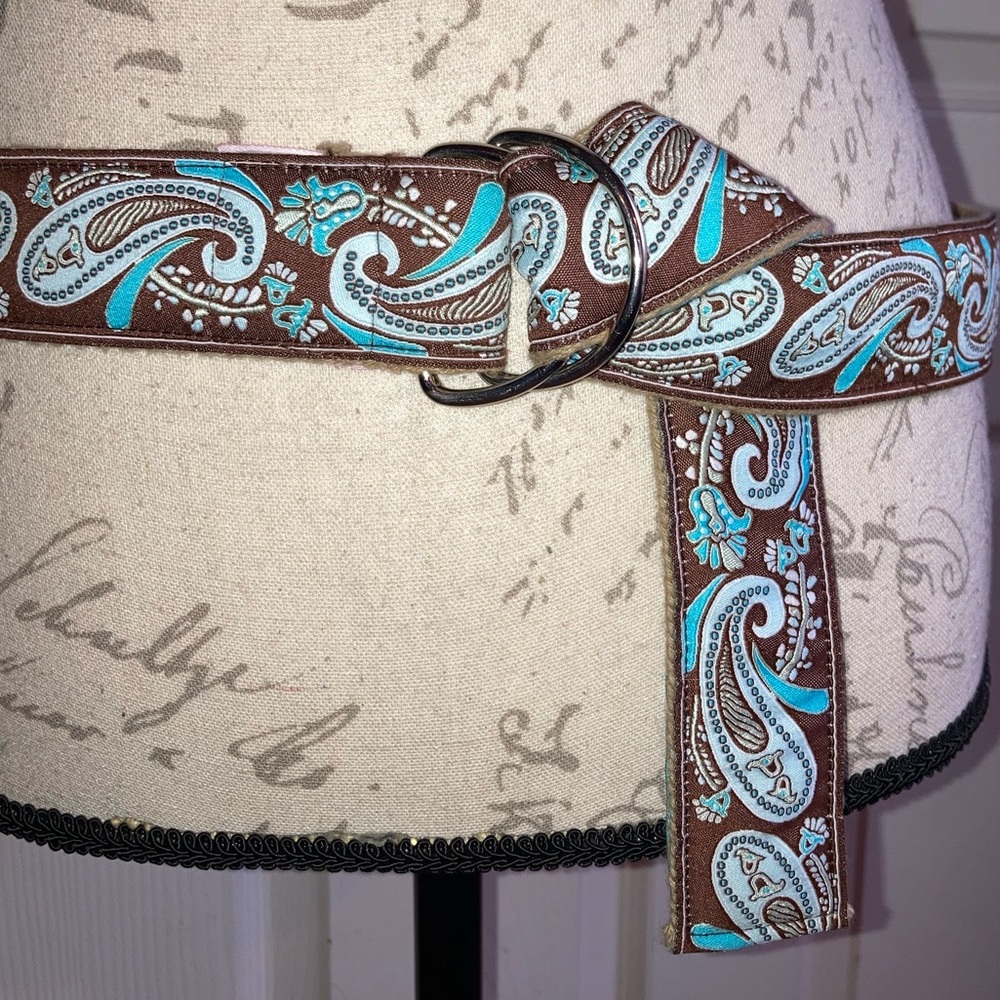 Equestrian Western Boho Paisley Pribr D Ring Textile Belt sz Large